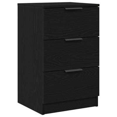 Berkfield Modern Black Oak Bedside Cabinet - 40X65X65 Cm, Made From Engineered Wood