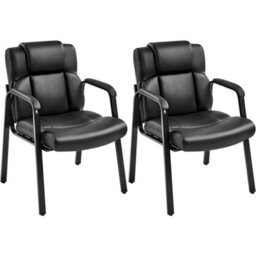 Yaheetech Set Of 2 Office Reception Chair With Padded Armrests Black - thumbnail 2
