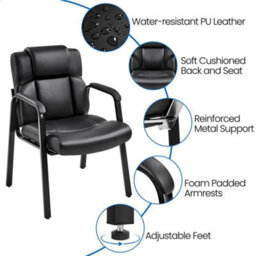 Yaheetech Set Of 2 Office Reception Chair With Padded Armrests Black - thumbnail 4