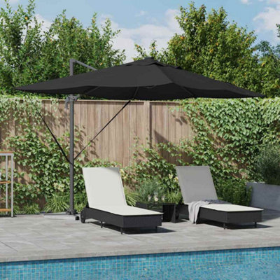 Berkfield Cantilever Roma Parasol With Leds Black 352X251X265 Cm Aluminium - image 1