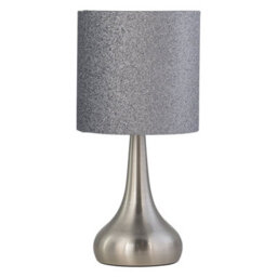 First Choice Lighting Set Of 2 Romana - Brushed Chrome Touch Operated Table Lamps Bedside Lights Glitter Shade - thumbnail 2