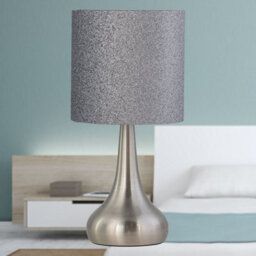 First Choice Lighting Set Of 2 Romana - Brushed Chrome Touch Operated Table Lamps Bedside Lights Glitter Shade - thumbnail 6