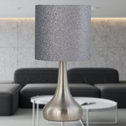 First Choice Lighting Set Of 2 Romana - Brushed Chrome Touch Operated Table Lamps Bedside Lights Glitter Shade - thumbnail 5