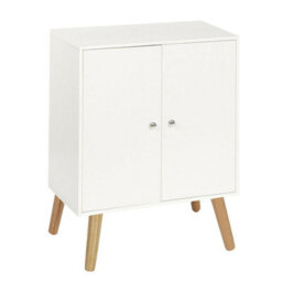 Urbn-Living Urbnliving 60Cm Height 2 Tier White Wooden Storage Bookcase Scandinavian Style Legs Living Room Bedroom Shelf - thumbnail 1
