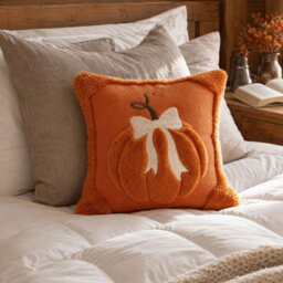Amorly 2 Pack Embroidered Pumpkin Cushion Covers 45X45Cm,soft Fluffy Faux Fur Pillowcases,no Pillow Inserts,autumn&halloween Indoor Decor - thumbnail 6