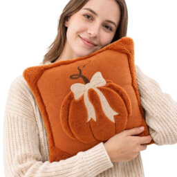 Amorly 2 Pack Embroidered Pumpkin Cushion Covers 45X45Cm,soft Fluffy Faux Fur Pillowcases,no Pillow Inserts,autumn&halloween Indoor Decor - thumbnail 7