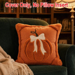 Amorly 2 Pack Embroidered Pumpkin Cushion Covers 45X45Cm,soft Fluffy Faux Fur Pillowcases,no Pillow Inserts,autumn&halloween Indoor Decor - thumbnail 4