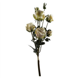 Leaf 60Cm Cream Rose Artificial Flowers Spray - 4 Flowers 3 Buds - thumbnail 2