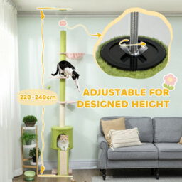 Pawhut Floor To Ceiling Cat Tree Adjustable Height 220-240 Cm Cat Tower - thumbnail 4