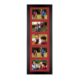 AK Frames 26X8 Black Sleek Multi Photo Frame With Crimson Mount - Holds 5 Apertures (5X) 6X4 Photos - thumbnail 1