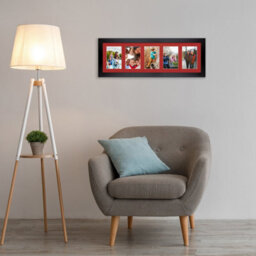 AK Frames 26X8 Black Sleek Multi Photo Frame With Crimson Mount - Holds 5 Apertures (5X) 6X4 Photos - thumbnail 3