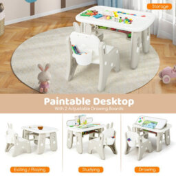 Costway Kids Drawing Table & Chair Set Graffiti Toddlers Art Activity Table & Chair W/ Flip-Top Tabletop - thumbnail 7
