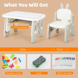 Costway Kids Drawing Table & Chair Set Graffiti Toddlers Art Activity Table & Chair W/ Flip-Top Tabletop - thumbnail 8