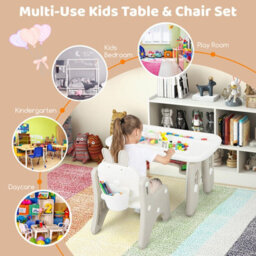 Costway Kids Drawing Table & Chair Set Graffiti Toddlers Art Activity Table & Chair W/ Flip-Top Tabletop - thumbnail 9