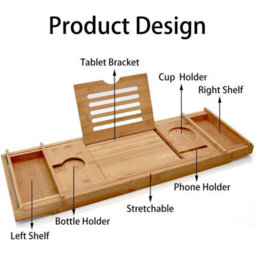 Mantraraj Extendable Bamboo Bath Caddy Tray Board Tablet Wine Phone Holder 2 In 1 Bath Tub Tray Bed Tray With Legs - thumbnail 6