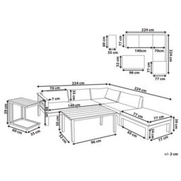 Beliani Garden Corner Sofa With Table 5 Seater Messina Left Hand Metal Beige - thumbnail 3