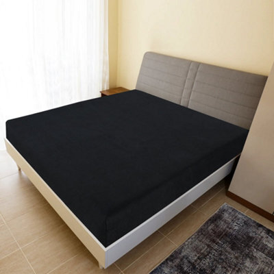 Walplus Jersey Fitted Sheets 2 Pcs Black 160X200 Cm Cotton - image 1