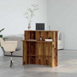Berkfield Durable Reception Desk Old Wood 100X50X103.5 Cm Engineered Wood - thumbnail 4