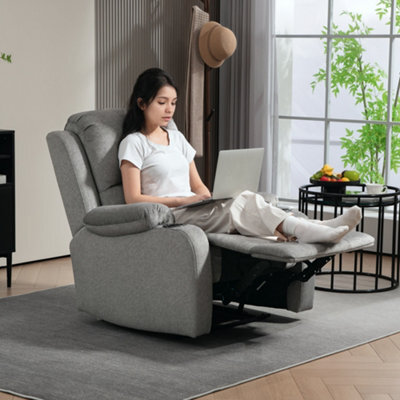 Homcom Recliner Armchair For Living Room, Recliner Chair With Cup Holder Grey - image 1