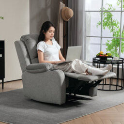 Homcom Recliner Armchair For Living Room, Recliner Chair With Cup Holder Grey