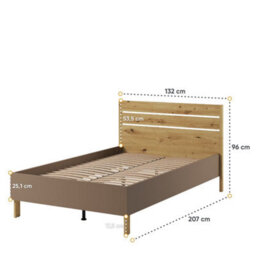 Arte Lenny Ly-08 Bed Frame In Oak Artisan, Beige & Truffle - Eu Small Double 1200mm X 2000mm - Elegance & Durability Combined - thumbnail 3