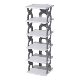 6 Tier Foldable Vertical Shoe Rack Tall Storage Stand - thumbnail 1