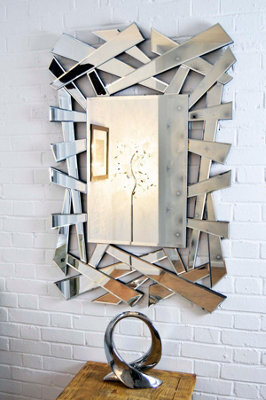 Mirroroutlet All Glass Langdale Stylised Hexagonal Lines Mirror 120 X 82 - image 1