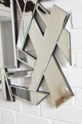 Mirroroutlet All Glass Langdale Stylised Hexagonal Lines Mirror 120 X 82 - thumbnail 4