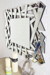 Mirroroutlet All Glass Langdale Stylised Hexagonal Lines Mirror 120 X 82 - thumbnail 3