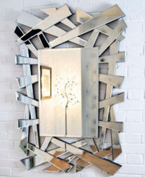 Mirroroutlet All Glass Langdale Stylised Hexagonal Lines Mirror 120 X 82 - thumbnail 2