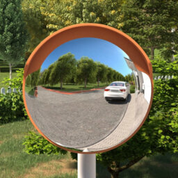 Berkfield Durable Outdoor Convex Traffic Mirror Orange Diameter 30 Cm Polycarbonate - thumbnail 2