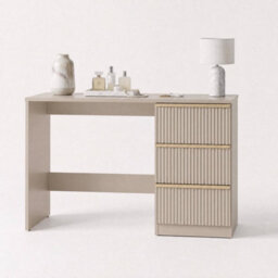 Fwstyle Lania 3 Drawer Beige Dressing Table Study Desk Scalloped Ripple Design - thumbnail 2