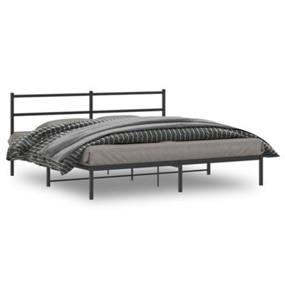 Berkfield Metal Bed Frame Without Mattress With Headboard Black 200X200Cm - image 1