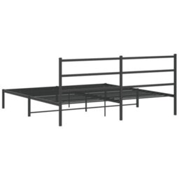 Berkfield Metal Bed Frame Without Mattress With Headboard Black 200X200Cm - thumbnail 7