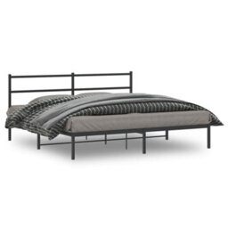 Berkfield Metal Bed Frame Without Mattress With Headboard Black 200X200Cm - thumbnail 1