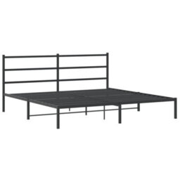 Berkfield Metal Bed Frame Without Mattress With Headboard Black 200X200Cm - thumbnail 3