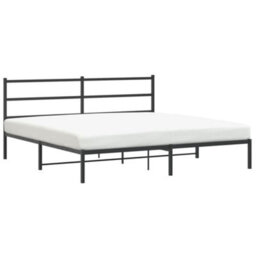 Berkfield Metal Bed Frame Without Mattress With Headboard Black 200X200Cm - thumbnail 2