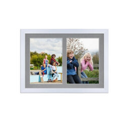 AK Frames 20X14 White Classic Multi Photo Frame With Mid Grey Mount - Holds 2 Apertures (2X) A4 Photos - thumbnail 1