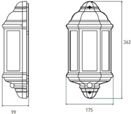 Luminosa Lighting Luminosa Led Half Wall Lantern With Photocell Sensor - Black 230V Ip54 8W - thumbnail 2