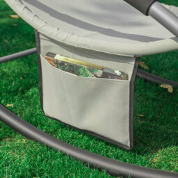 Sobuy Ogs28-Mi, Outdoor Garden Rocking Sun Lounger Recliner Relaxing Chair With Headrest And Side Bag, Beige,w147Xd63.5Xh86 - thumbnail 5