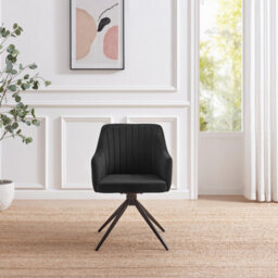 Furniturebox Uk 2X Calla Black Velvet Swivel Dining Chairs - thumbnail 3