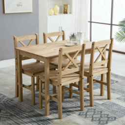 MCC Direct Solid Wooden Kitchen Dining Table And 4 Chairs Set Natural By Mcc - thumbnail 2