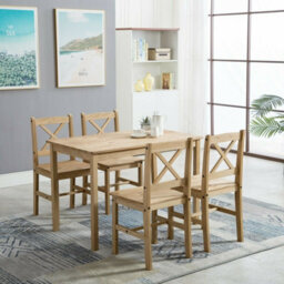 MCC Direct Solid Wooden Kitchen Dining Table And 4 Chairs Set Natural By Mcc - thumbnail 1