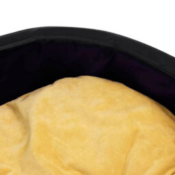 Berkfield Dog Bed Black And Yellow 99X89X21 Cm Plush And Faux Leather - thumbnail 6