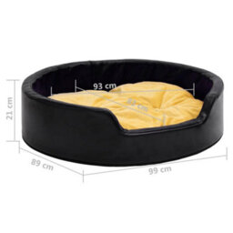 Berkfield Dog Bed Black And Yellow 99X89X21 Cm Plush And Faux Leather - thumbnail 8