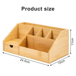 Bamboo Multi Compartment Desk Organizer  Pen Holder - thumbnail 2