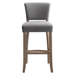 Living And Home Bar Stools Set Of 2 Light Grey Modern Linen Bar Stools With Wood Legs - thumbnail 2