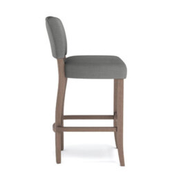 Living And Home Bar Stools Set Of 2 Light Grey Modern Linen Bar Stools With Wood Legs - thumbnail 4