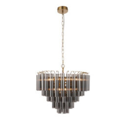 Loops Elegant 2 Pack Satin Brass Pendant Lights With Smokey Grey Glass For Stunning Home Illumination - thumbnail 9