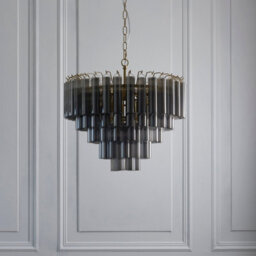 Loops Elegant 2 Pack Satin Brass Pendant Lights With Smokey Grey Glass For Stunning Home Illumination - thumbnail 3